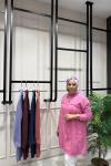 Tencel  Püskül Detaylı Gömlek Pembe