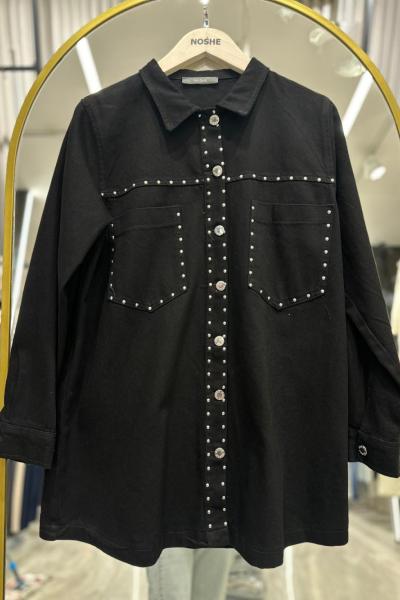 Zımba Detaylı Kot Ceket  Siyah