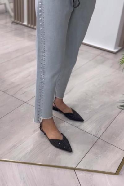 Zımba Detaylı Likralı Kot Pantolon Mavi