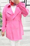 Kadın İpek Kupra BLAZER Ceket  Pembe