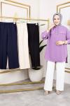 İthal Double Kumaş Bol Kesim Pantolon Lacivert