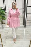 Kadın İpek Kupra BLAZER Ceket  Açık Pembe