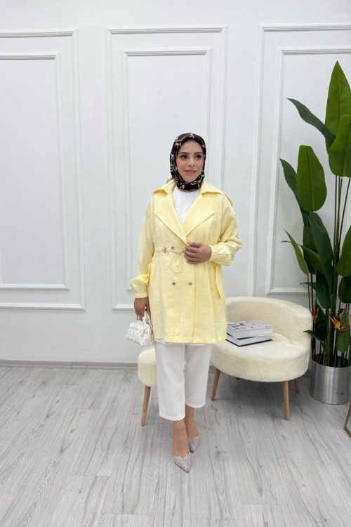 Kadın İpek Kupra BLAZER Ceket  Sarı