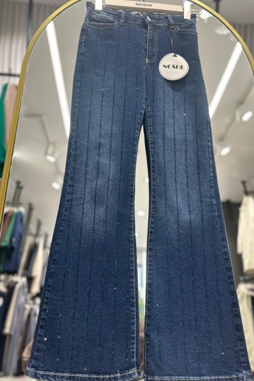 Likralı Taşlı Kot Pantolon  Lacivert