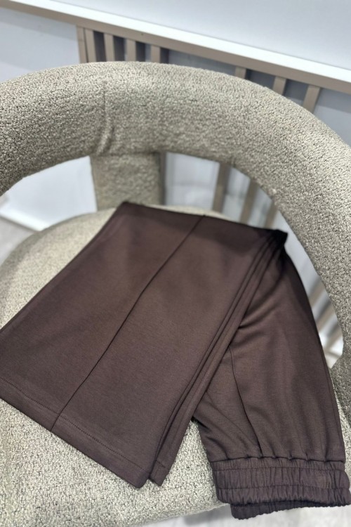 Oysho Bol Paça Kumaş Pantolon Kahverengi