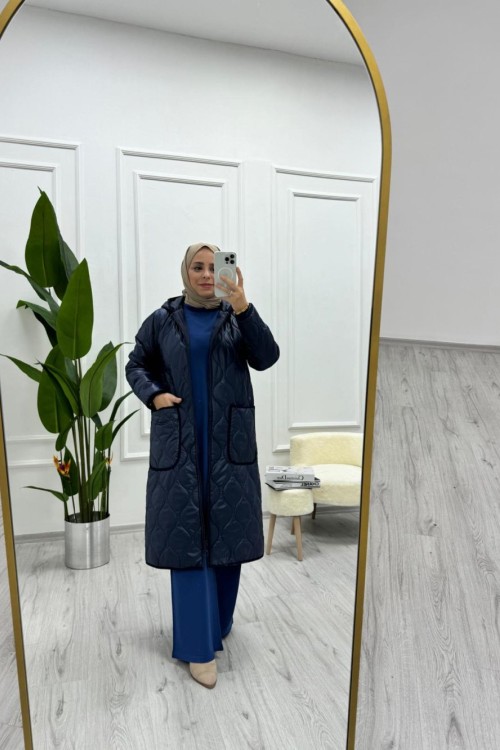 Biye Detaylı Mont Lacivert