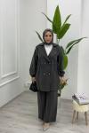 Kadın İpek Kupra Blazer Ceket  Gri