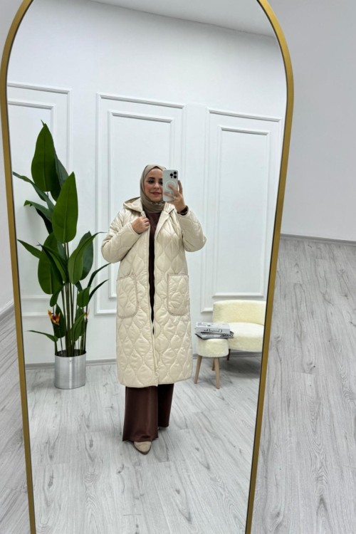 Biye Detaylı Mont Bej