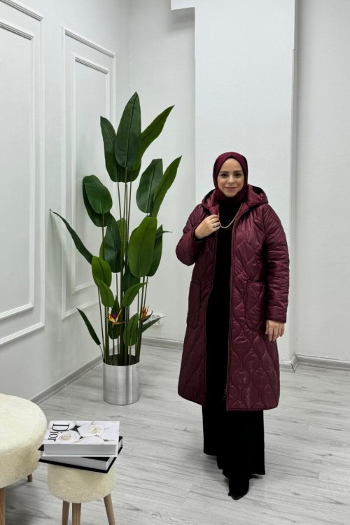 Biye Detaylı Mont Bordo