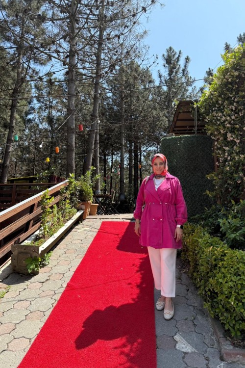 Kadın İpek Kupra BLAZER Ceket Fuşya