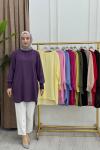Linda Kumaş  Düz Kesim Tunik Pembe