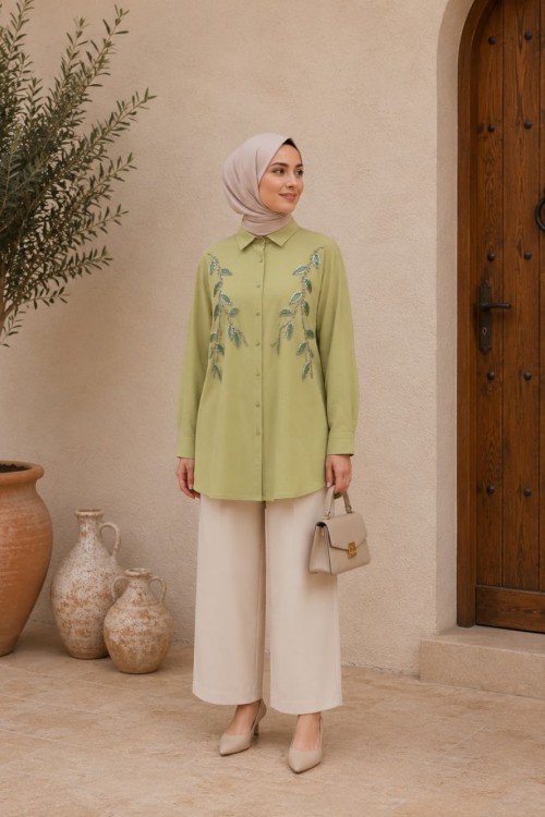 Pamuk Vual Gömlek  Yeşil