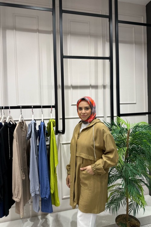 Simli Kordonlu Çilek Kumaş Kap olive yeşili