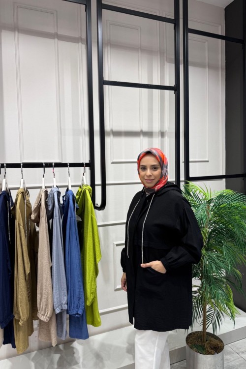 Simli Kordonlu Çilek Kumaş Kap Siyah