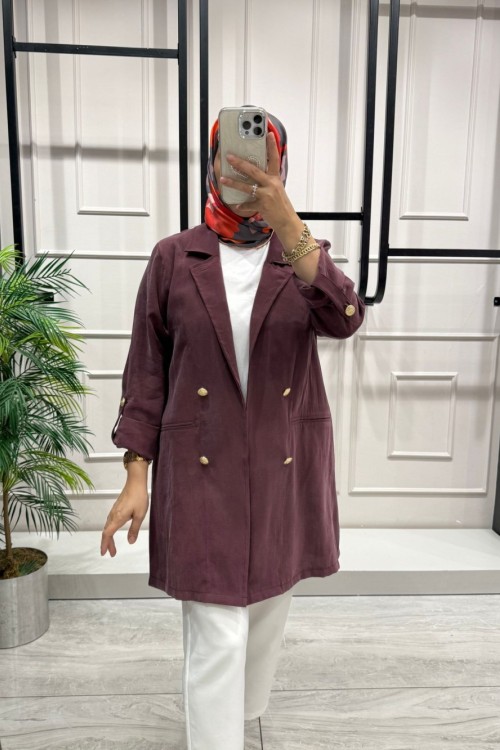 İpek Kupra Kumaş Ceket  Bordo
