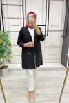 İpek Kupra Kumaş Ceket  Siyah